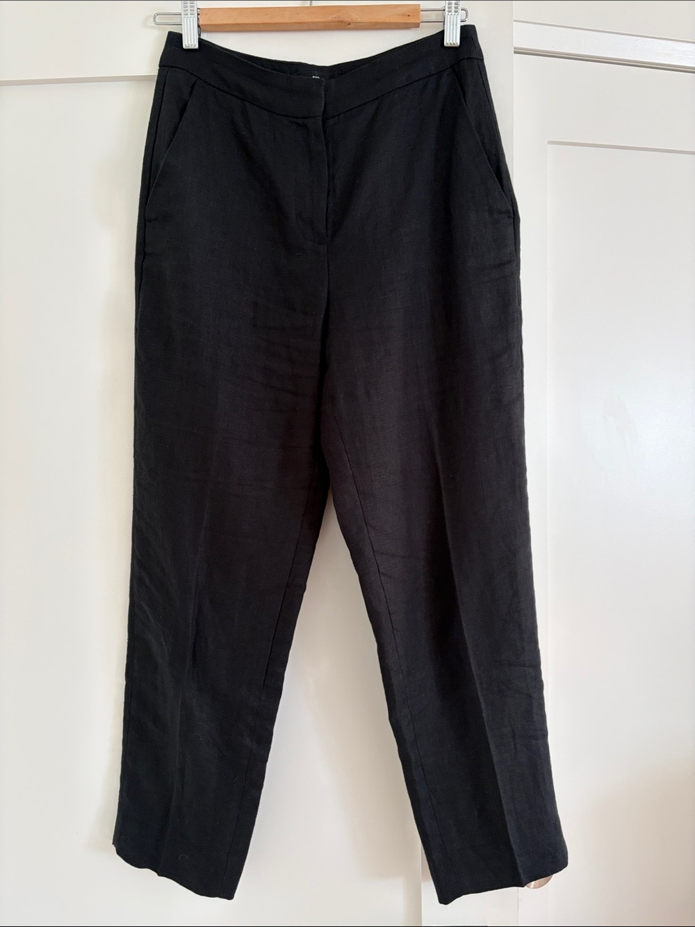 Banana Republic Classic Black Straight Leg Linen Trousers